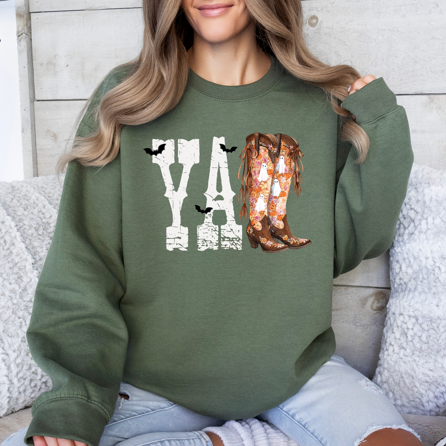 Y'all, Cowboy Boots, Western, Halloween, Autumn, Fall Sweatshirt