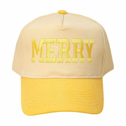 MERRY Message Embroidered Corduroy Baseball Cap