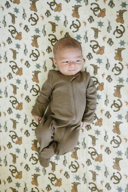 Outlaw Cowboy Muslin Crib Sheet