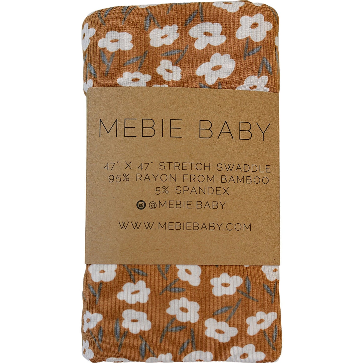 Mustard Flora Ribbedl Bamboo Stretch Swaddle