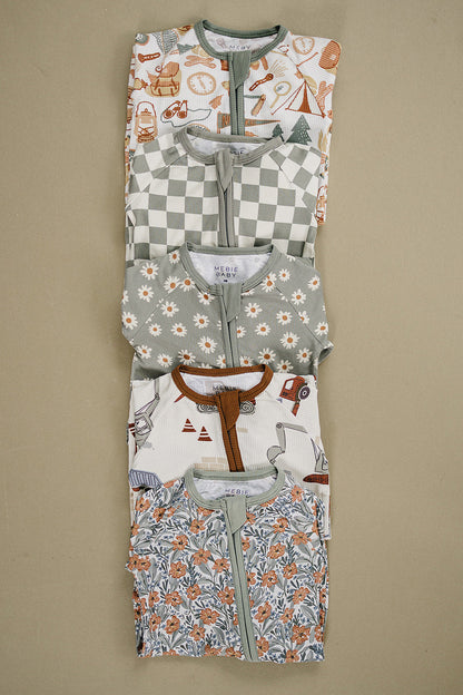 Light Green Checkered Bamboo Zipper