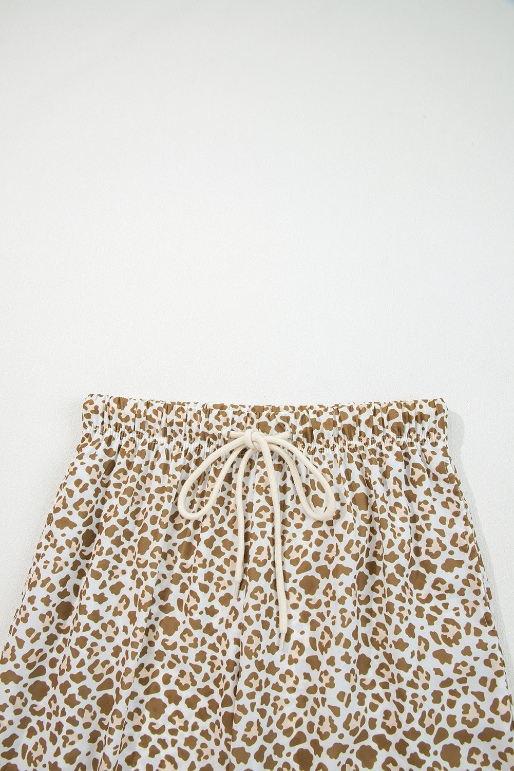 Leopard Drawstring Elastic Waist Pants