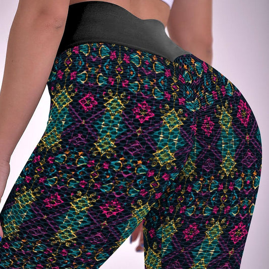 Munsieur Design Custom Printed Honeycomb Textured Yoga Leggings for Women