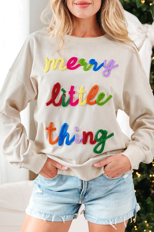 Merry Little Thing Ribbed Corduroy Long Sleeve Sweatshirt