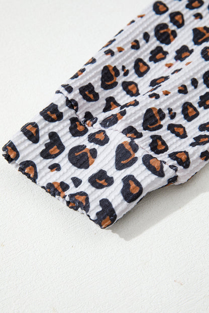 Western Leopard Corded Knit Patchwork Shacket