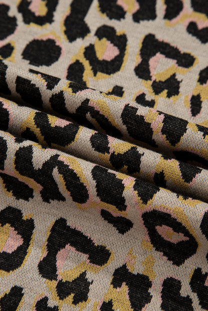 Leopard Contrast Edge Pullover and Shorts Set