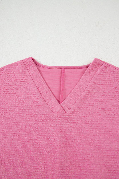 Solid Textured T-Shirt and Shorts Set