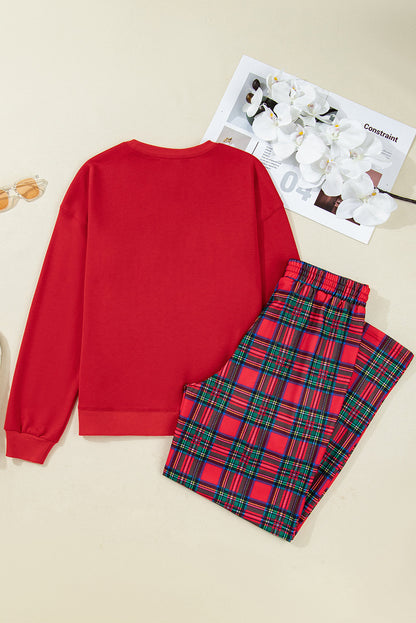 Christmas Plaid Mama Pullover and Pants Set