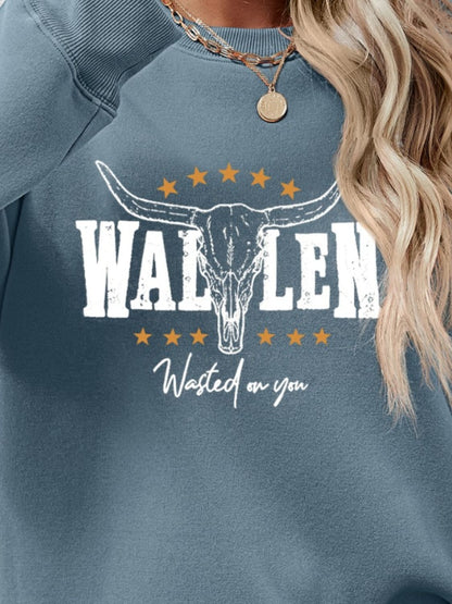 Graphic Round Neck Dropped Shoulder Sweatshirt - Aaria Tees
