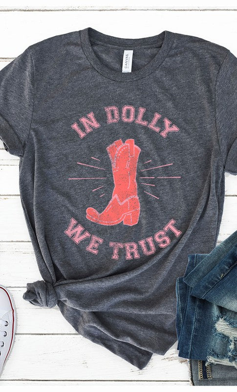 Retro In Dolly We Trust Boot Graphic Tee PLUS - Aaria Tees