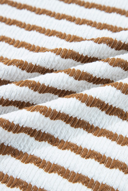 Plus Size Stripe V-Neck Pullover and Drawstring Pants Set