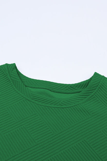 Solid Textured T-Shirt and Drawstring Pants Set