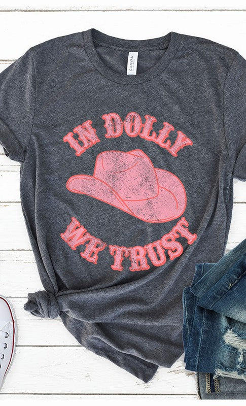 Retro In Dolly We Trust Hat Graphic Tee PLUS - Aaria Tees
