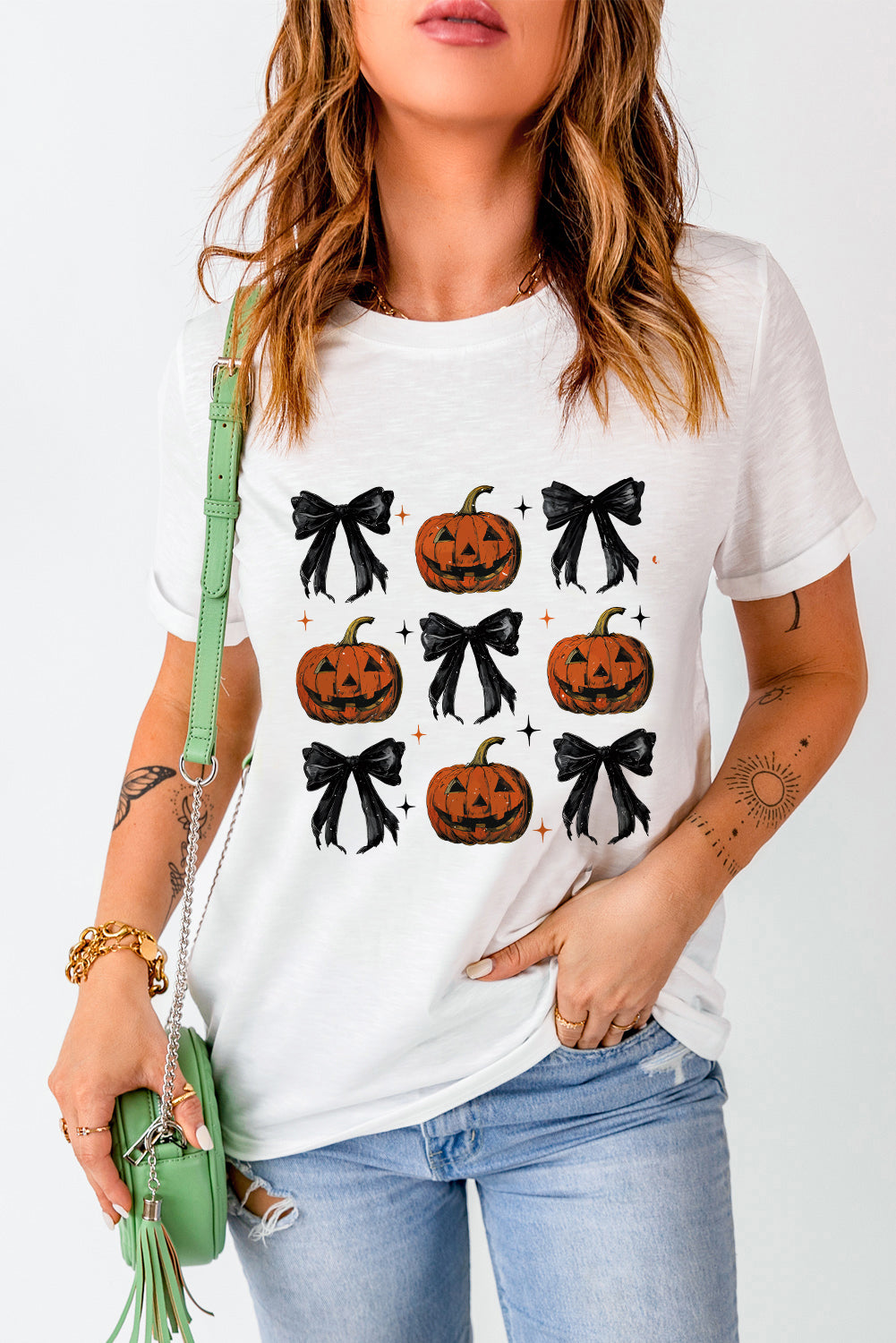 Pumpkin Round Neck Short Sleeve T-Shirt - Aaria Tees