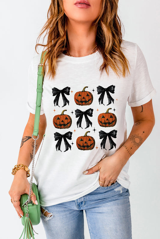 Pumpkin Round Neck Short Sleeve T-Shirt - Aaria Tees