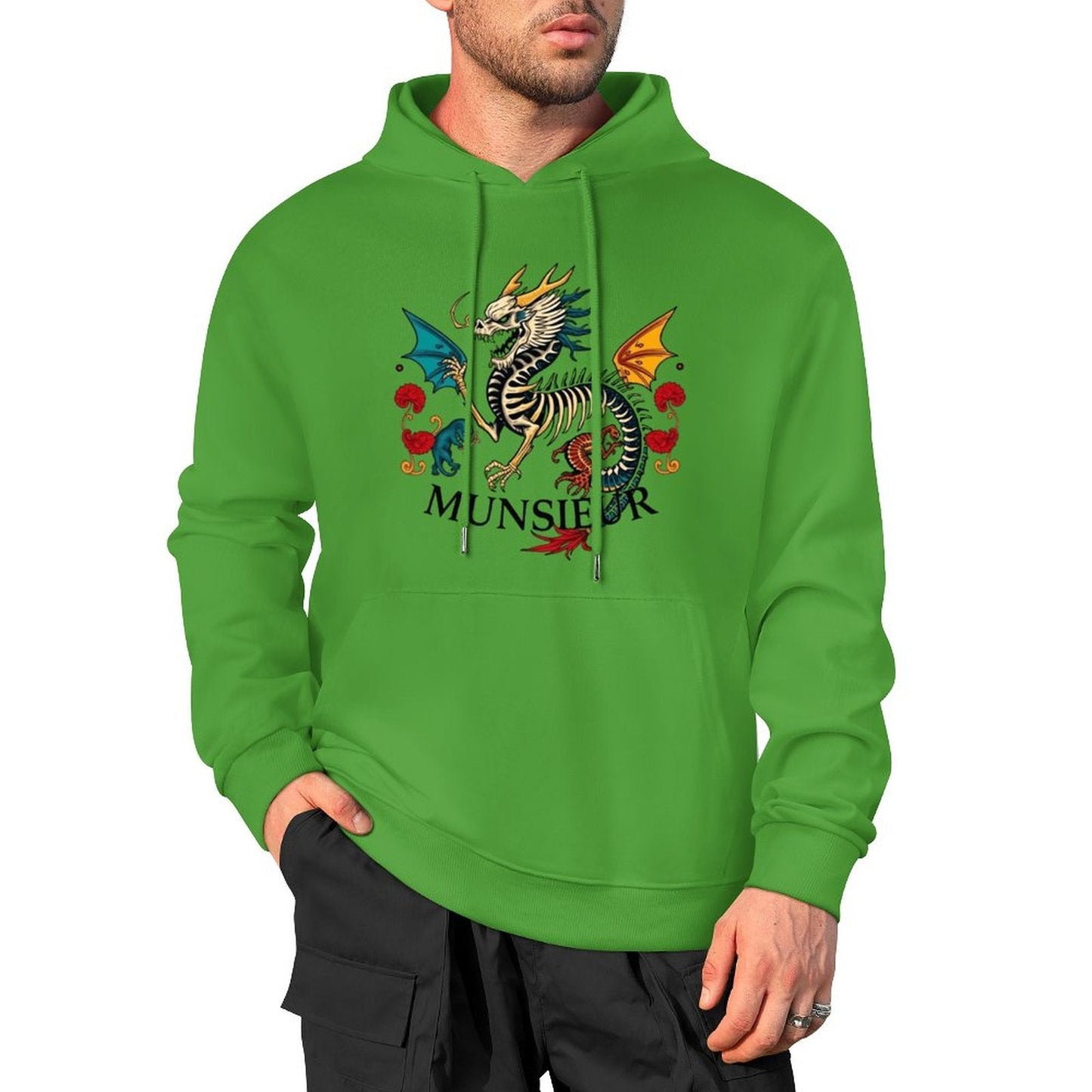 Munsieur Inferno Crest: Dragon Hoodie for Men