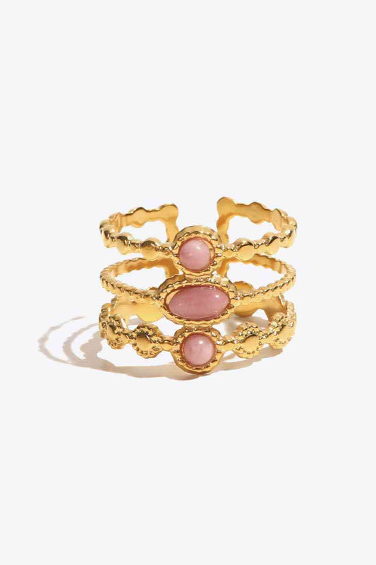 Triple-Layered Stainless Steel Open Ring - Aaria Tees