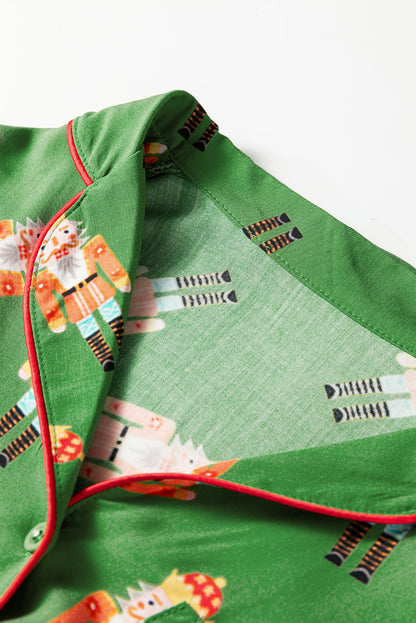 Christmas Bow Top and Ruffle Shorts Pajama Set