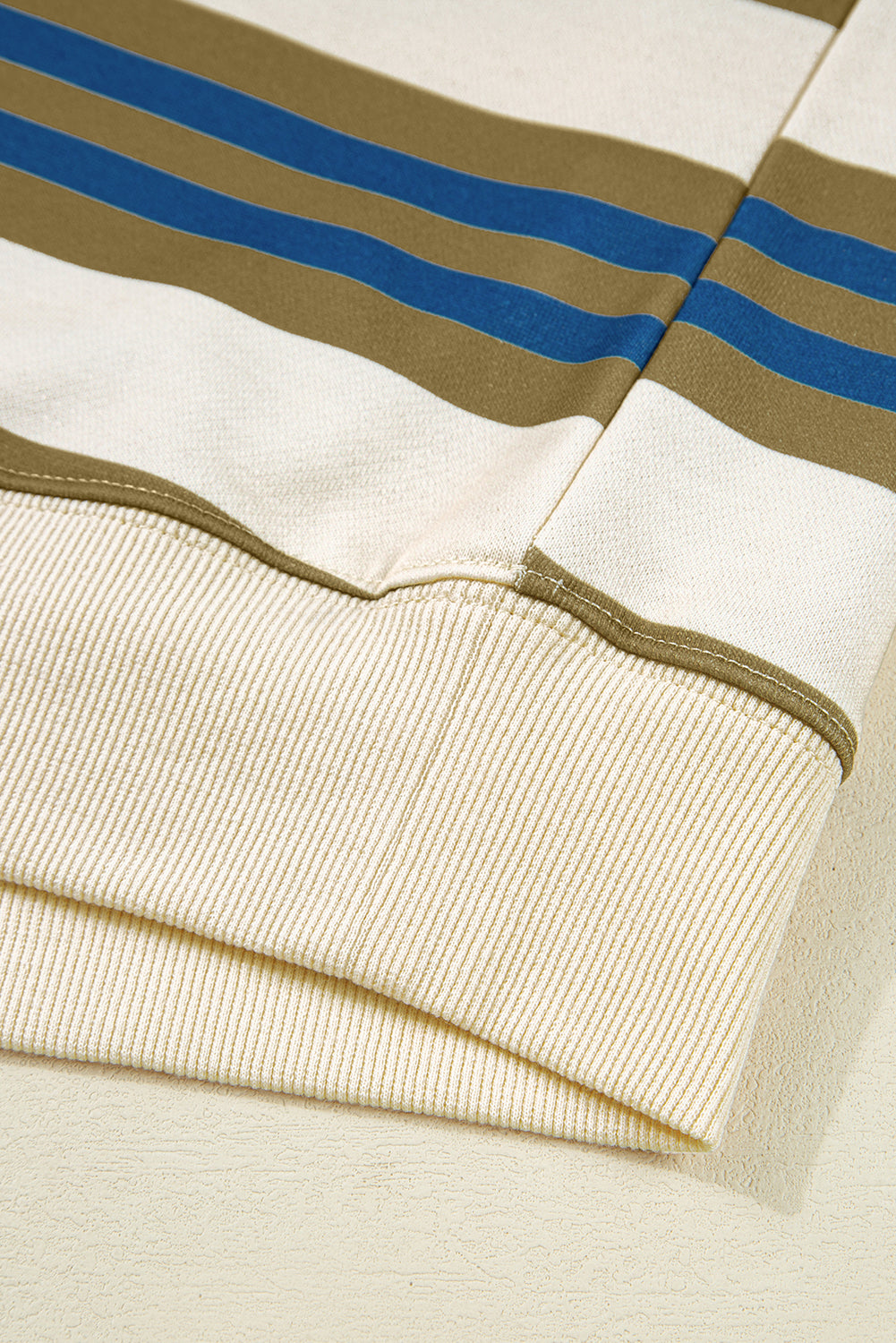 Brown Stripe Crew Neck Drop Shoulder Pullover Sweatshirt