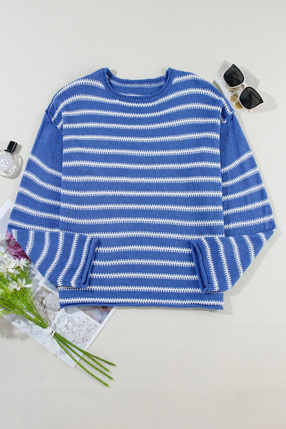 Cadence Stripe Casual Sweater - Aaria Tees