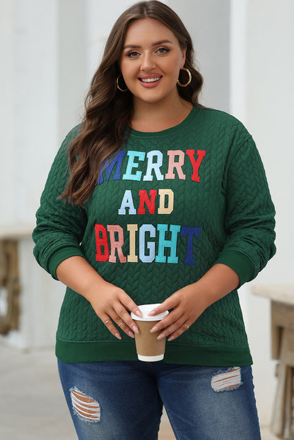 Christmas Merry And Bright Cable Knit Pullover Sweatshirt
