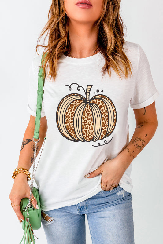 Pumpkin Round Neck Short Sleeve T-Shirt - Aaria Tees