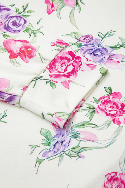 Floral Pullover and Drawstring Lounge Set