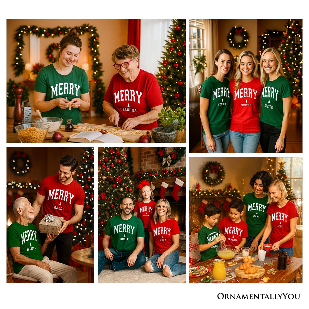 Merry Brother Retro Christmas T-Shirt, Matching Family Holiday Tee