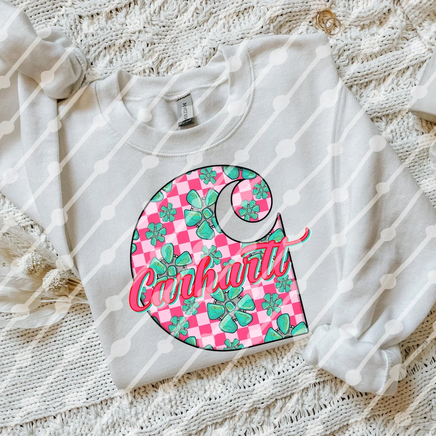 Pink checker and turquoise CH tee or sweatshirt (Copy)