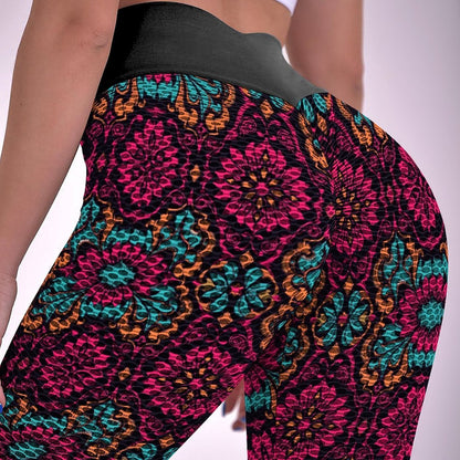 Munsieur Custom Printed Honeycomb Textured Yoga Leggings for Women