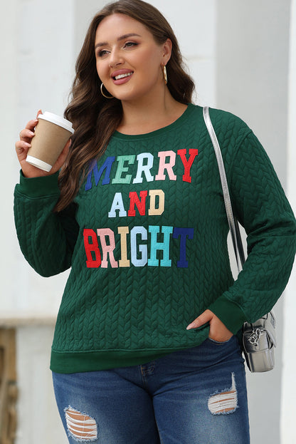 Christmas Merry And Bright Cable Knit Pullover Sweatshirt