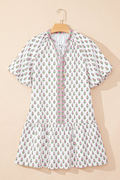 Jaycee Floral Neck Tie Ruffled Dress