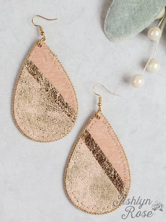 Let's Be Friends Teardrop Earrings, Rose Gold Aaria Tees