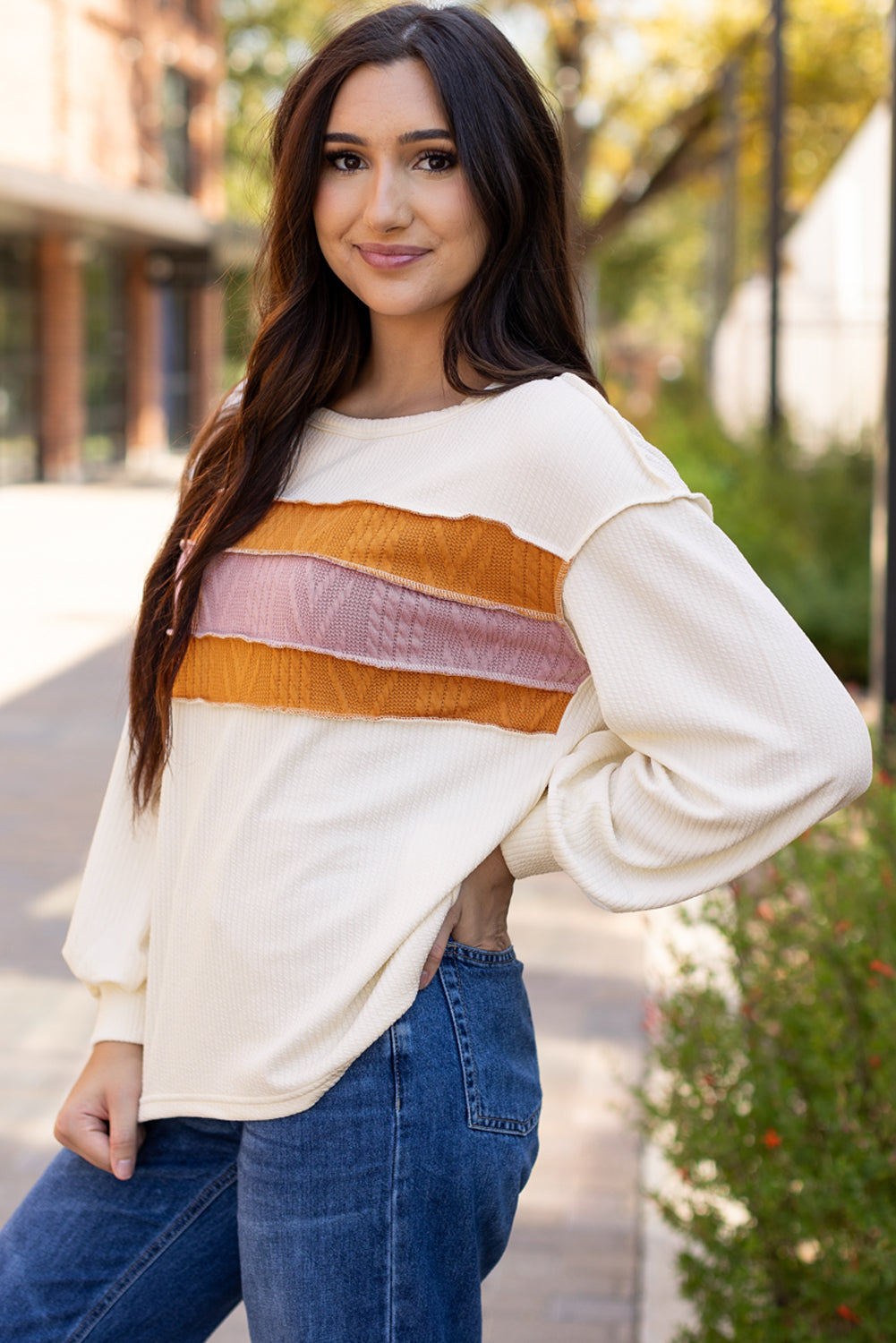 Ember Exposed Seam Knit Patchwork Top - Aaria Tees Aaria Tees