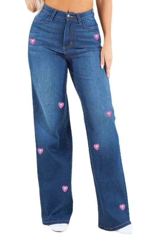 Heart Stud Wide Leg Jean