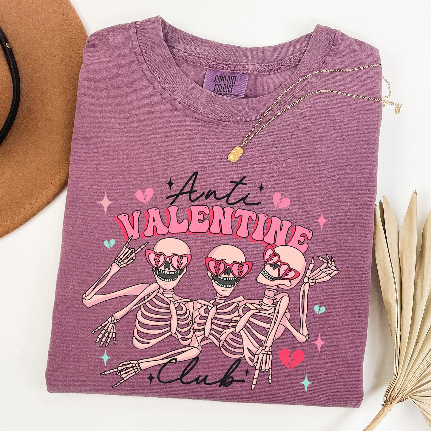 Anti Valentine's Club, Skeleton, Comfort Colors Tshirt, Valentine's Day