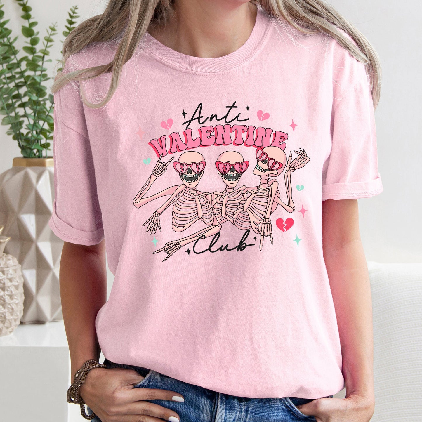 Anti Valentine's Club, Skeleton, Comfort Colors Tshirt, Valentine's Day