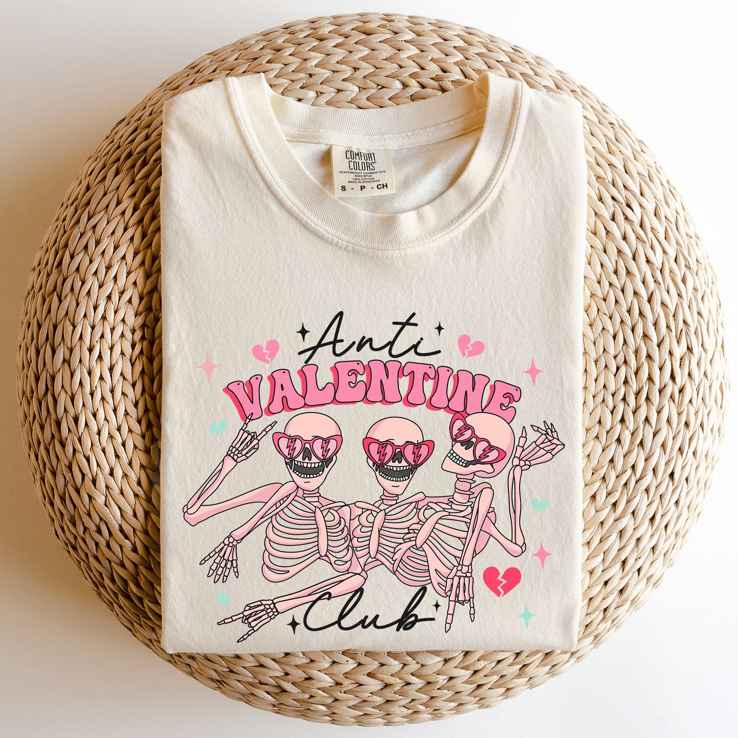 Anti Valentine's Club, Skeleton, Comfort Colors Tshirt, Valentine's Day