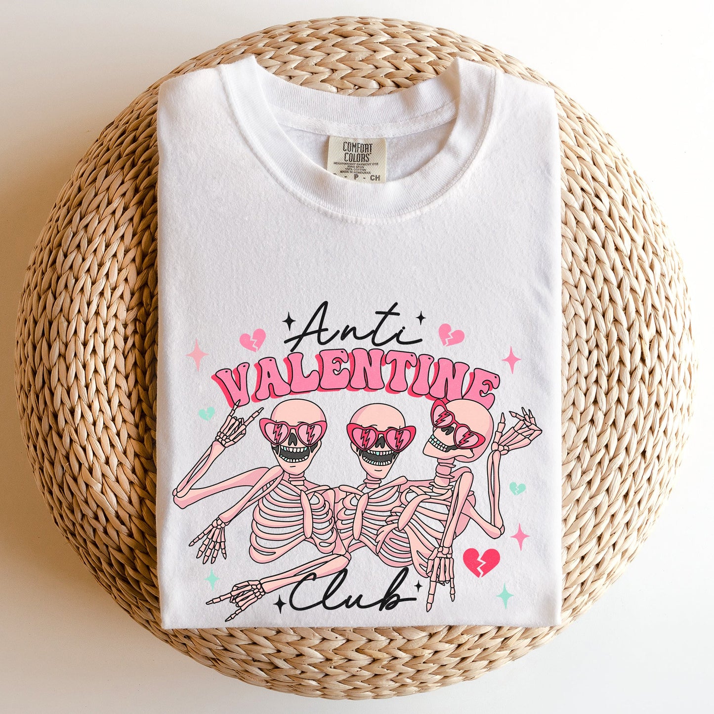 Anti Valentine's Club, Skeleton, Comfort Colors Tshirt, Valentine's Day