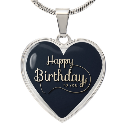 Happy Birthday to You Black Heart Graphic Necklace