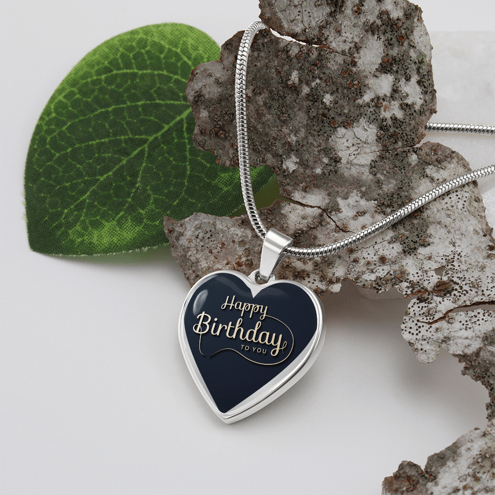 Happy Birthday to You Black Heart Graphic Necklace