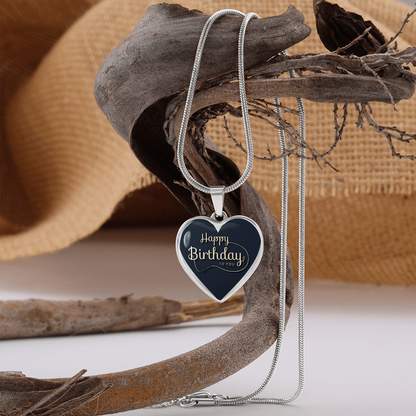 Happy Birthday to You Black Heart Graphic Necklace