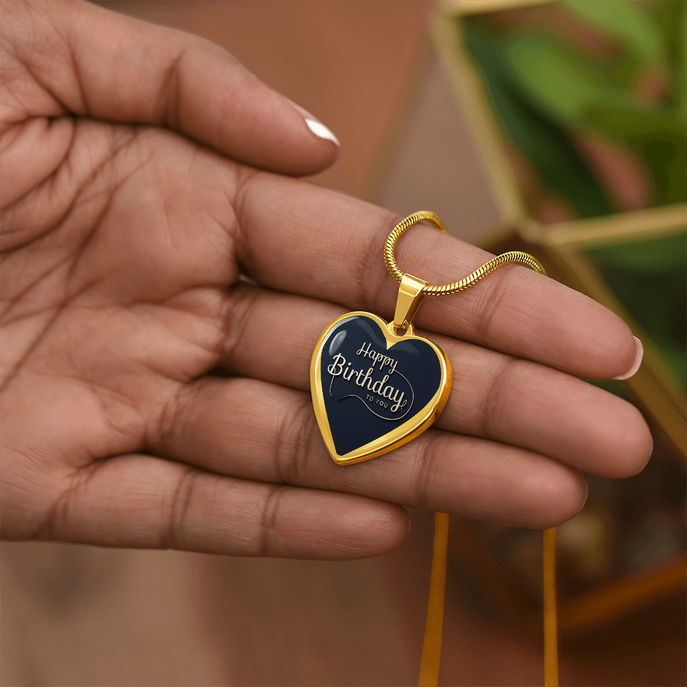 Happy Birthday to You Black Heart Graphic Necklace