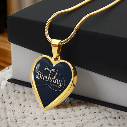 Happy Birthday to You Black Heart Graphic Necklace