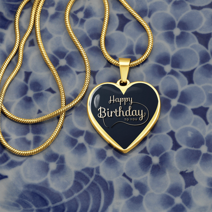 Happy Birthday to You Black Heart Graphic Necklace