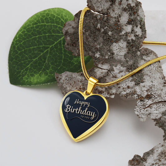 Happy Birthday to You Black Heart Graphic Necklace
