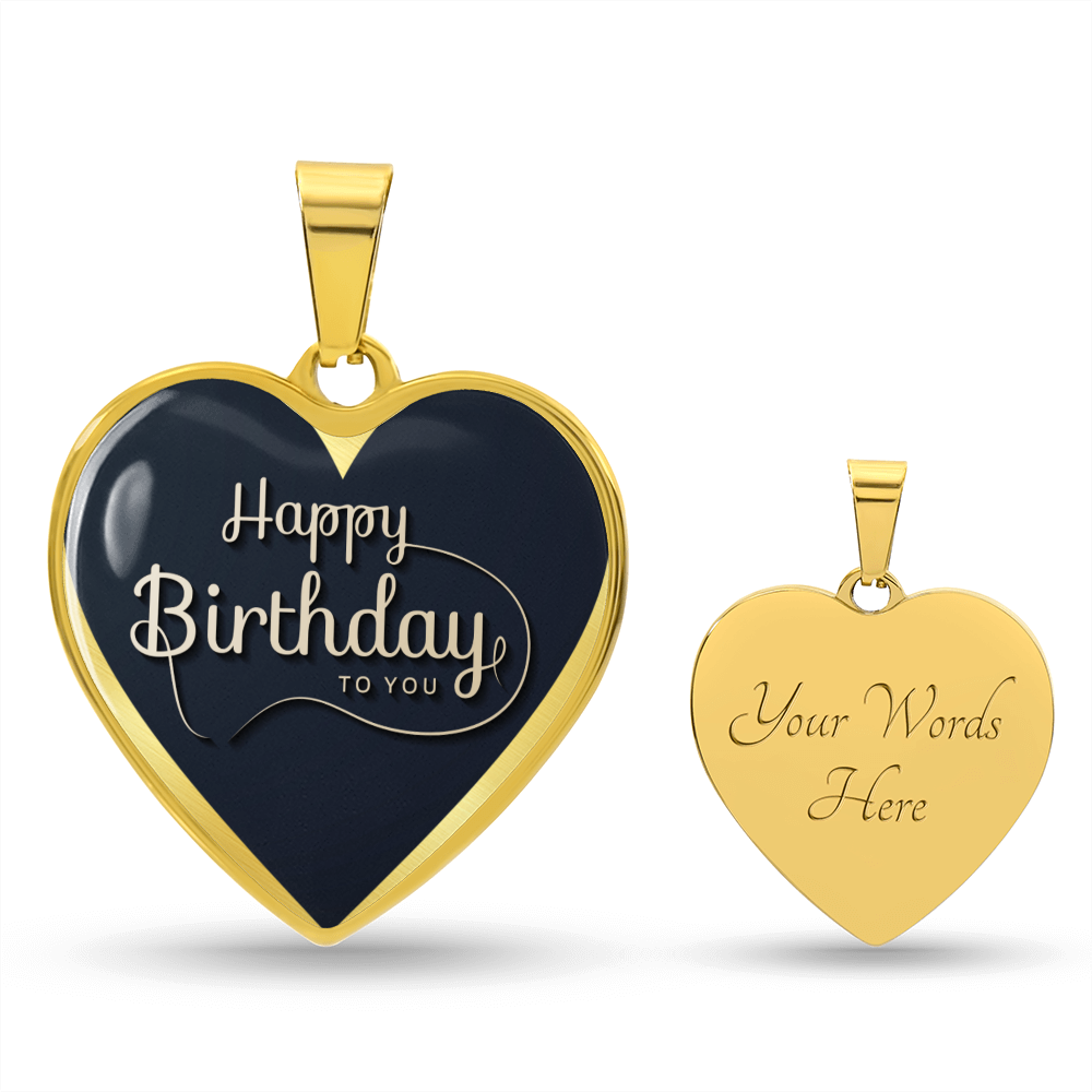 Happy Birthday to You Black Heart Graphic Necklace