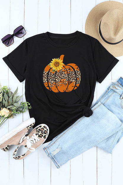 Floral Pumpkin Graphic Tee - Aaria Tees