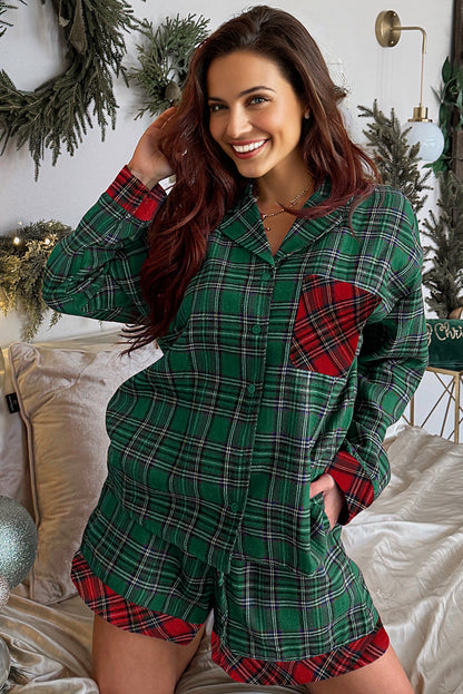 Christmas Plaid Patchwork Pajama Set