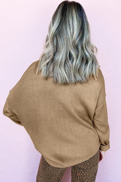 Smoke Gray Merry Colorful Dot Detail Christmas Dolman Sweater